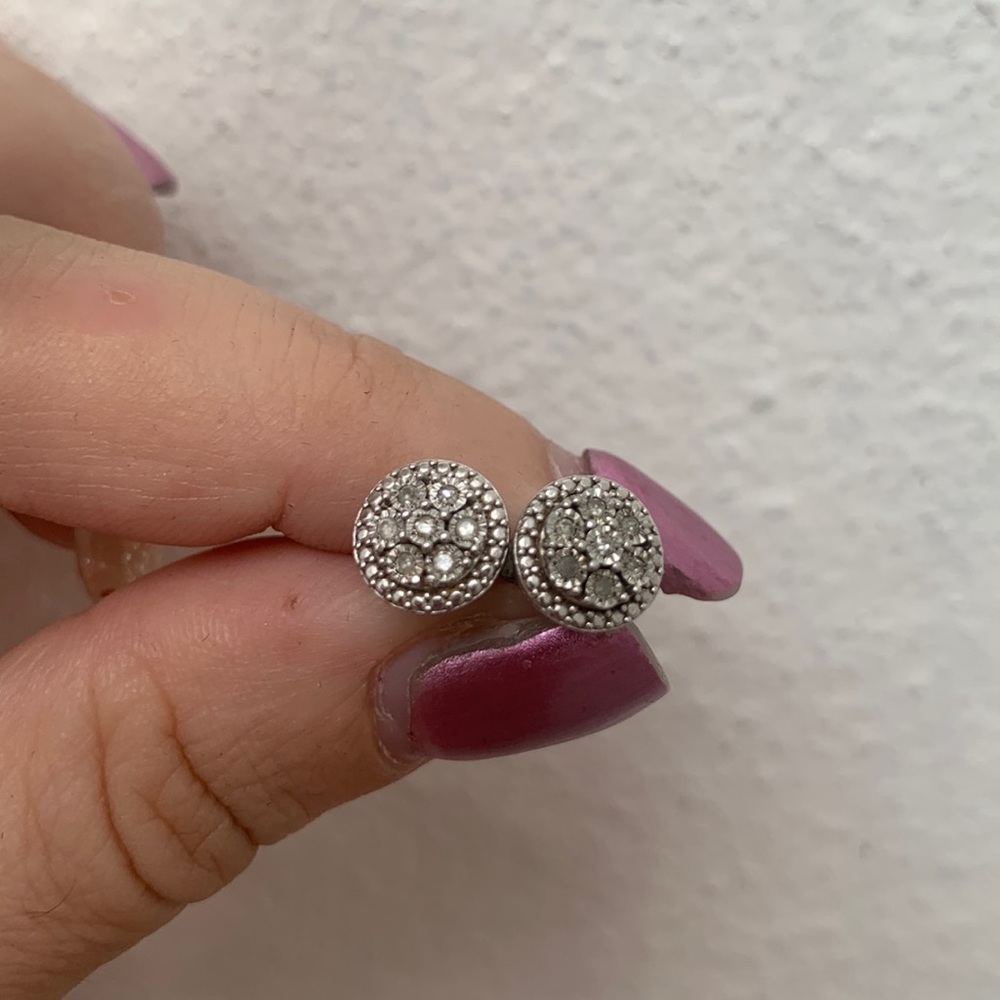 Diamond silver earrings